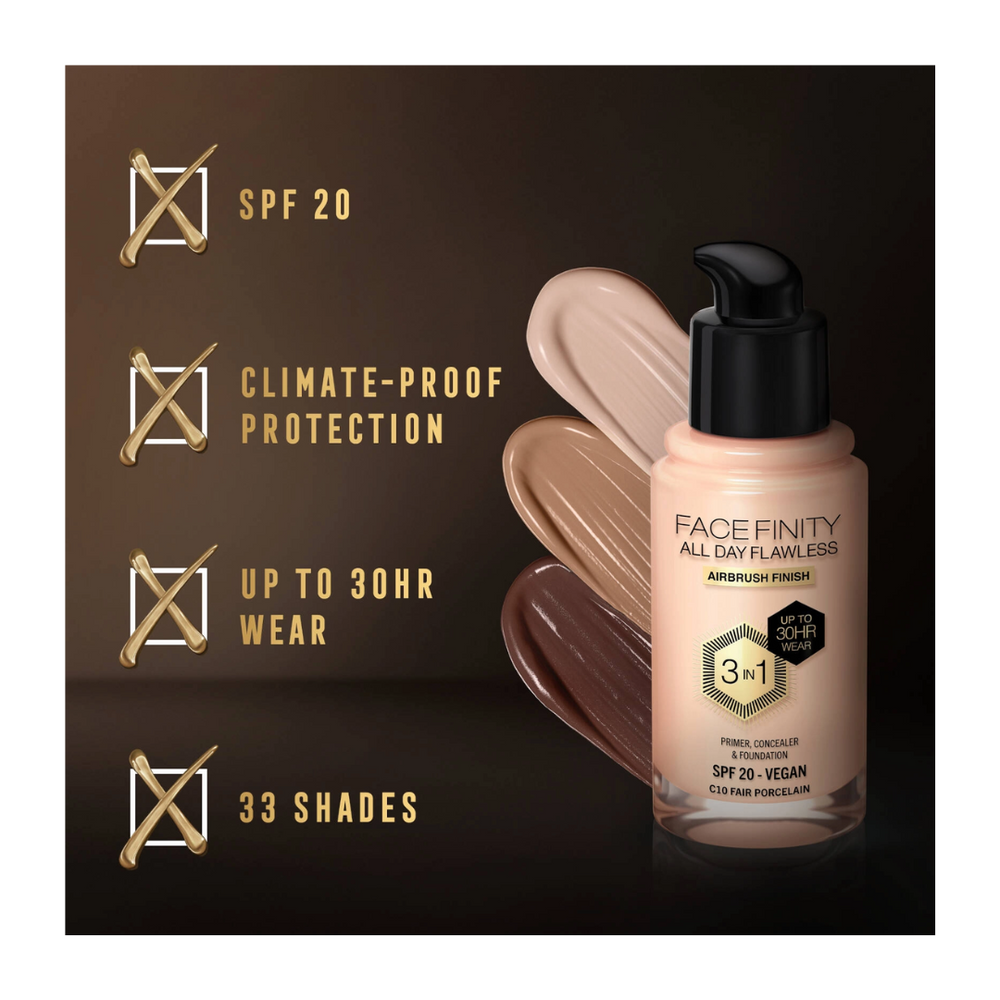 Max Factor Facefinity All Day Flawless 3 in 1 Vegan Foundation SPF 20